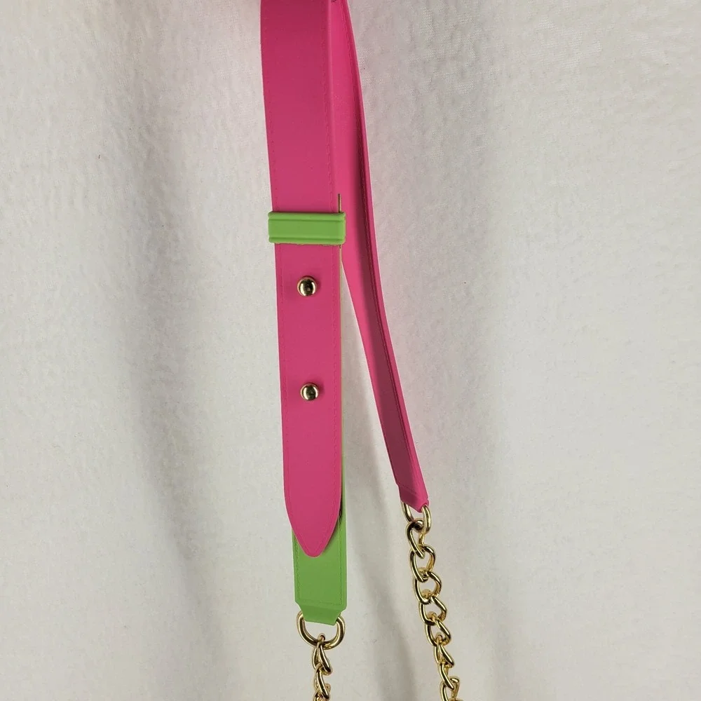Epicstep Quilted‎ Rainbow Jelly Crossbody Bag Gold Chain Strap Ombre Tie Dye Y2K